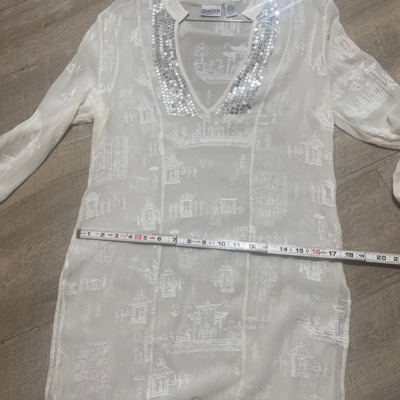 Chico’s Embroidered Silk Tunic Sz 1 (M) - Picture 8 of 11